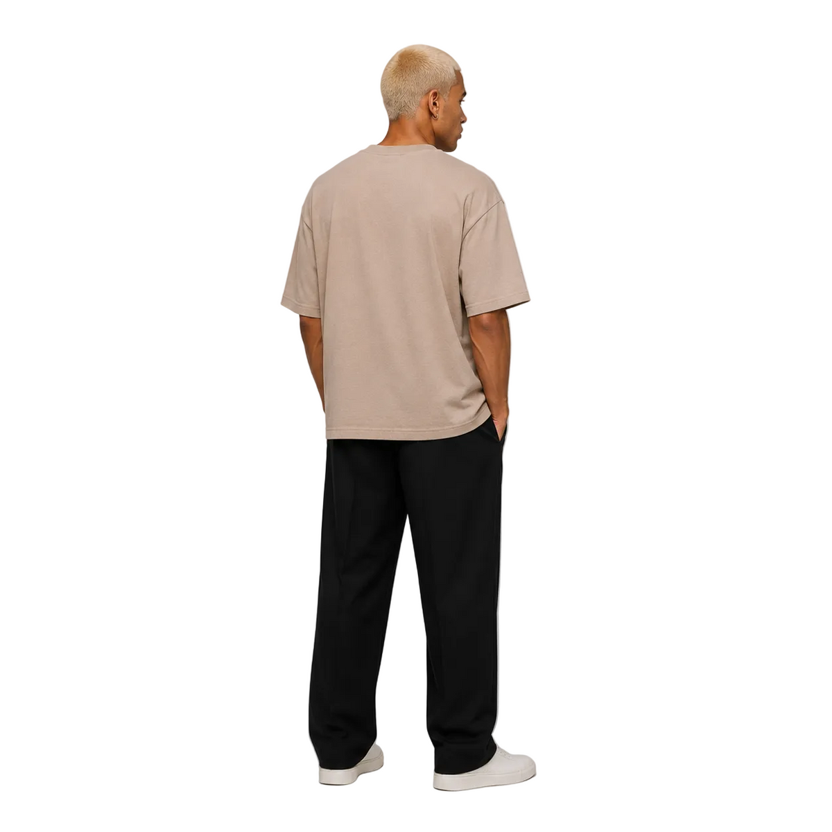 this will fix it. T-Shirt beige – Model 1,83 m trägt L, Ganzkörper hinten